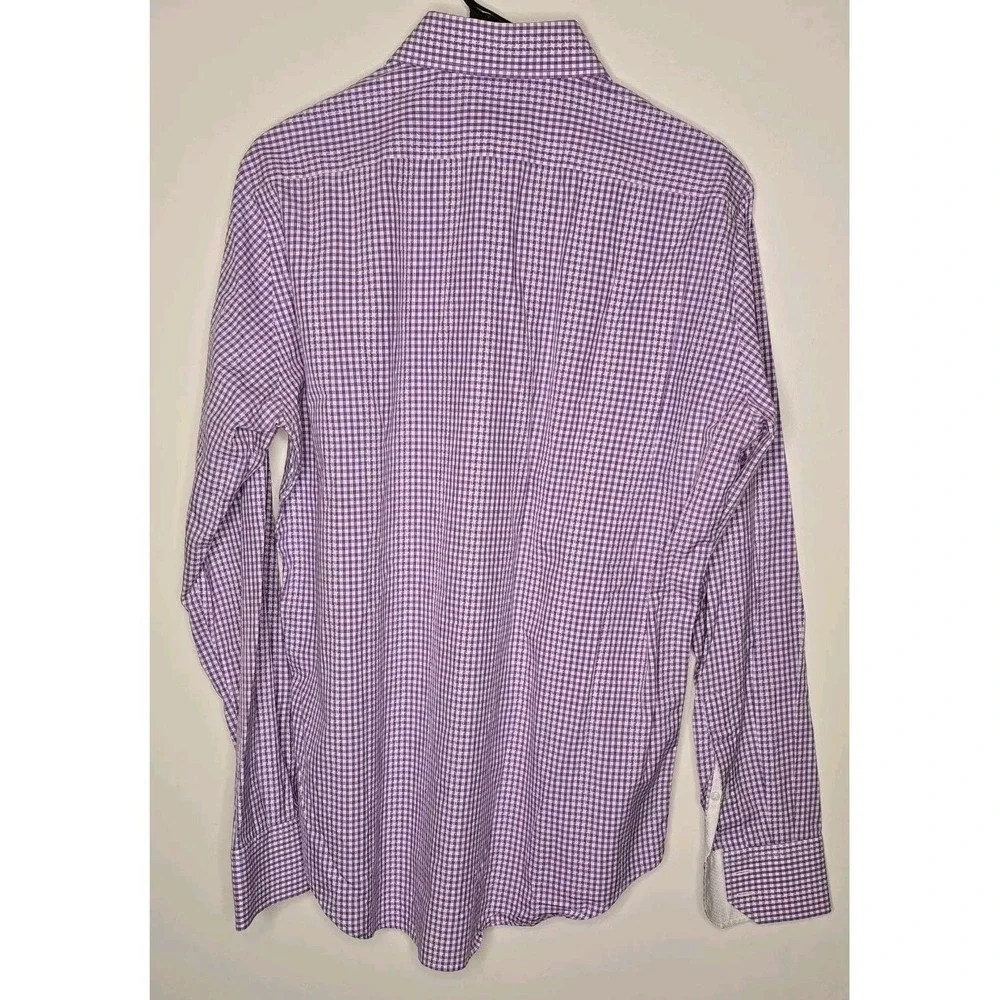 Robert‎ Graham Mens Shirt M Purple Micro Check Houndstooth Flip Cuff Button Up